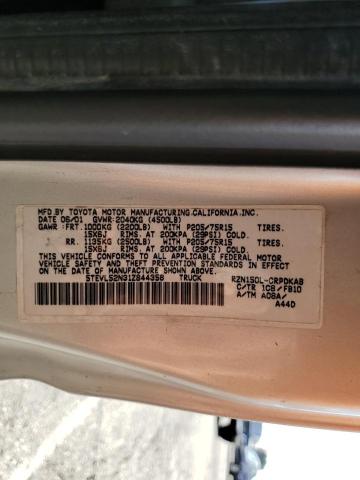 5TEVL52N31Z844358 - 2001 TOYOTA TACOMA XTRACAB 银色 照片 12
