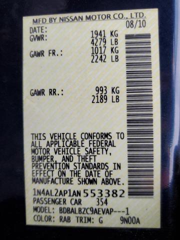 1N4AL2AP1AN553382 - 2010 NISSAN ALTIMA BASE 蓝色 照片 12