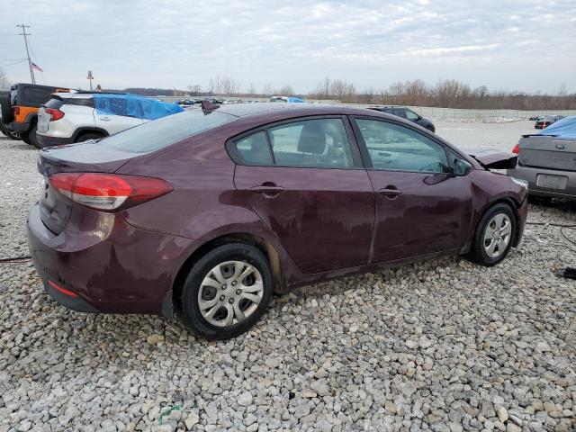 3KPFK4A78HE040451 - 2017 KIA FORTE LX BURGUNDY photo 3