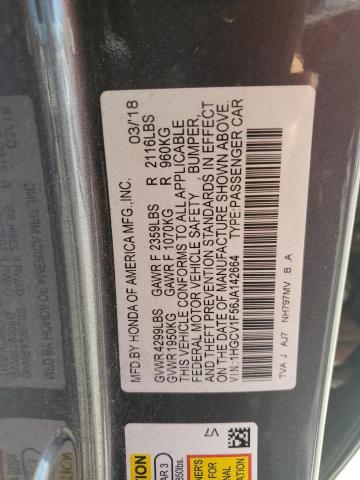 1HGCV1F56JA142664 - 2018 HONDA ACCORD EXL GRAY photo 13