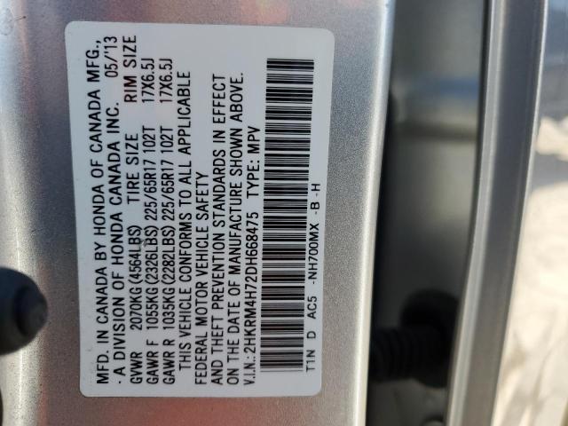 2HKRM4H72DH668475 - 2013 HONDA CR-V EXL SILVER photo 13