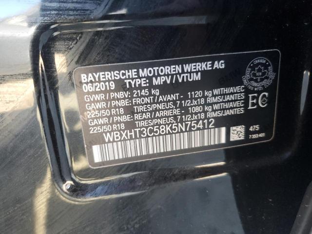 WBXHT3C58K5N75412 - 2019 BMW X1 XDRIVE28I BLACK photo 13