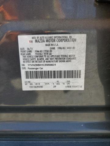 1YVHZ8BH1C5M00631 - 2012 MAZDA 6 I CHARCOAL photo 12