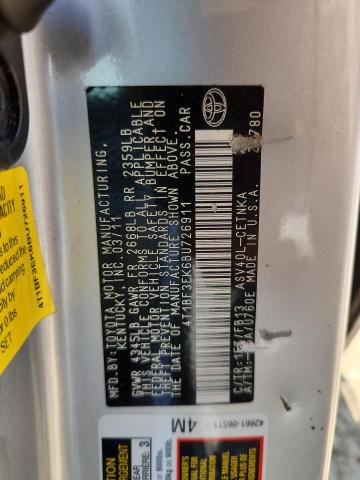 4T1BF3EK6BU726911 - 2011 TOYOTA CAMRY BASE SILVER photo 12