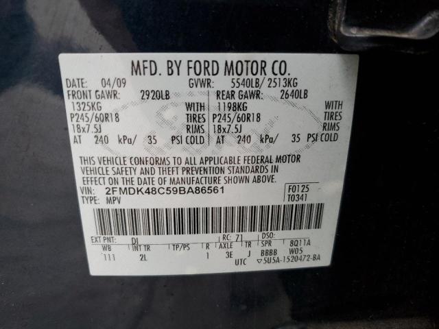 2FMDK48C59BA86561 - 2009 FORD EDGE SEL BLACK photo 14