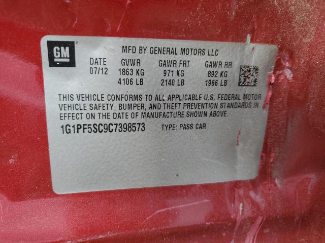 1G1PF5SC9C7398573 - 2012 CHEVROLET CRUZE LT RED photo 12