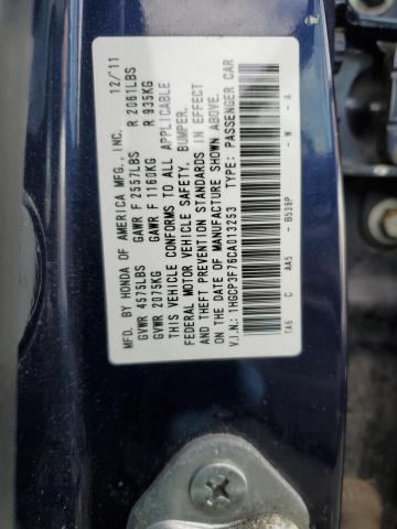 1HGCP3F76CA013253 - 2012 HONDA ACCORD EX BLUE photo 12