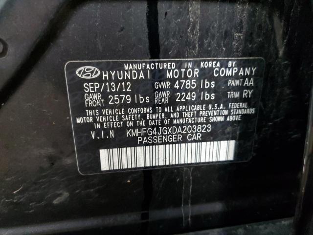 KMHFG4JGXDA203823 - 2013 HYUNDAI AZERA BLACK photo 12