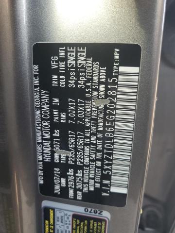 5XYZTDLB6EG202815 - 2014 HYUNDAI SANTA FE S GRAY photo 13