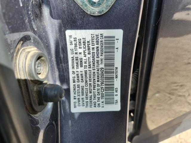 19XFC2F79GE050429 - 2016 HONDA CIVIC EX GRAY photo 13