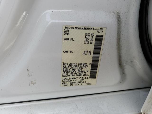 1N4AL3AP4DC173166 - 2013 NISSAN ALTIMA 2.5 თეთრი ფოტო 12