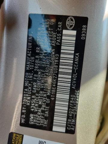 4T1BE46K27U081849 - 2007 TOYOTA CAMRY CE 棕色 照片 13