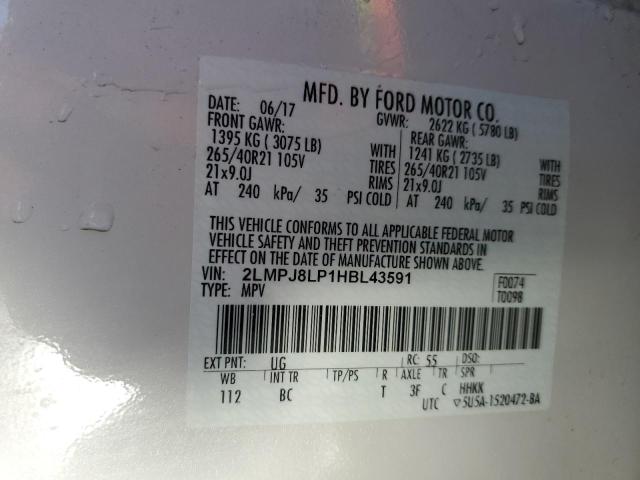 2LMPJ8LP1HBL43591 - 2017 LINCOLN MKX RESERVE Սպիտակ լուսանկար 13