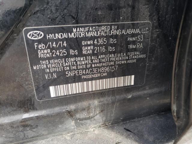 5NPEB4AC3EH896157 - 2014 HYUNDAI SONATA GLS BLACK photo 12