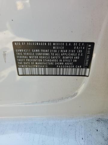 3VW2K7AJ2FM354415 - 2015 VOLKSWAGEN JETTA BASE WHITE photo 12