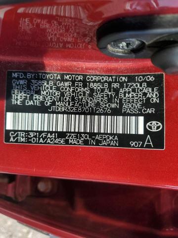 JTDBR32E870112676 - 2007 TOYOTA COROLLA CE Бордовий фото 13