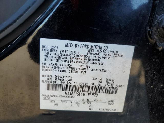 MAJ6P1SL4JC195920 - 2018 FORD ECOSPORT S أسود صورة 13