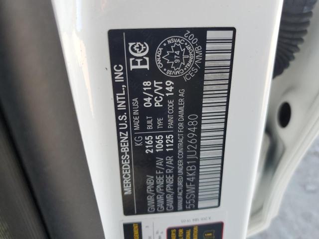 55SWF4KB1JU269480 - 2018 MERCEDES-BENZ C 300 4MATIC WHITE photo 12