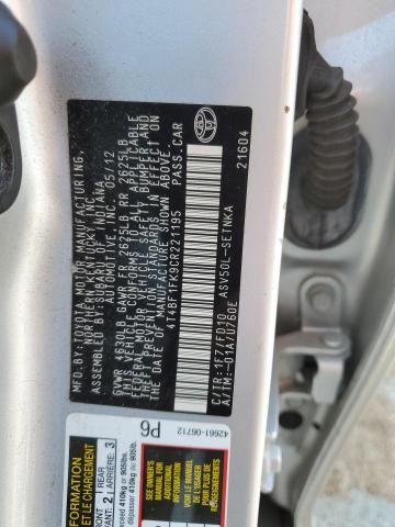 4T4BF1FK9CR221195 - 2012 TOYOTA CAMRY BASE ვერცხლისფერი ფოტო 12