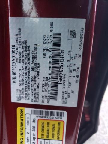 1FA6P0H72G5124734 - 2016 FORD FUSION SE RED photo 12