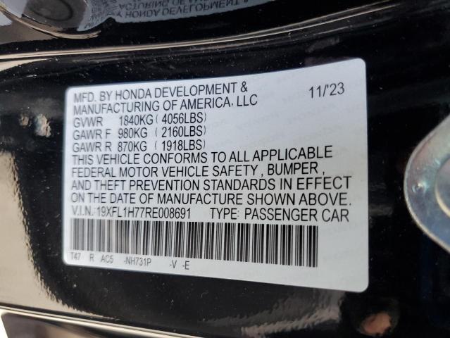 19XFL1H77RE008691 - 2024 HONDA CIVIC EXL 黑色 照片 12