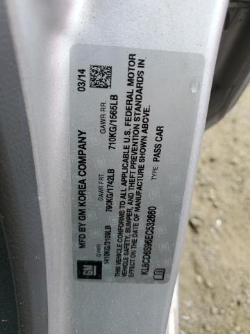 KL8CD6S96EC532660 - 2014 CHEVROLET SPARK 1LT 银色 照片 12