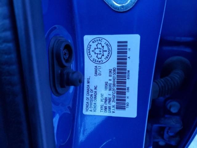 2HGFC2F58HH015080 - 2017 HONDA CIVIC LX BLUE photo 13