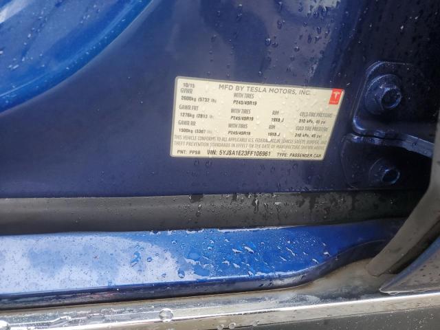 5YJSA1E23FF106961 - 2015 TESLA MODEL S Կապույտ լուսանկար 12