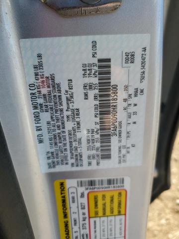 3FA6P0D90HR185800 - 2017 FORD FUSION TITANIUM SILVER photo 12