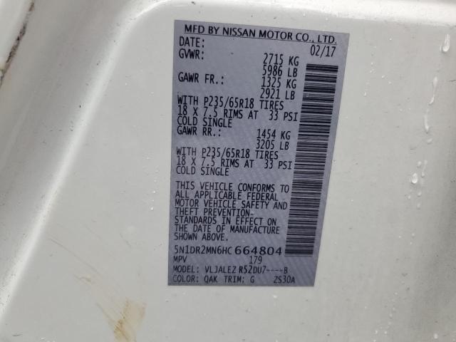 5N1DR2MN6HC664804 - 2017 NISSAN PATHFINDER S Blanco foto 13