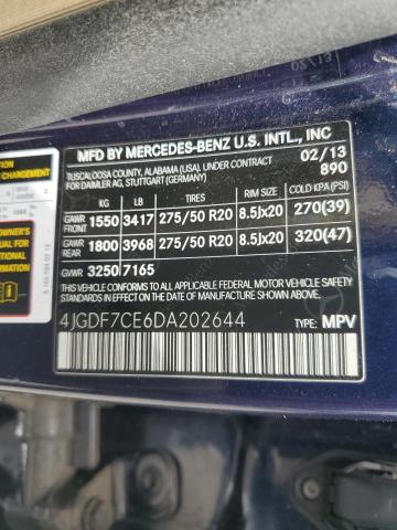 4JGDF7CE6DA202644 - 2013 MERCEDES-BENZ GL 450 4MATIC BLUE photo 13