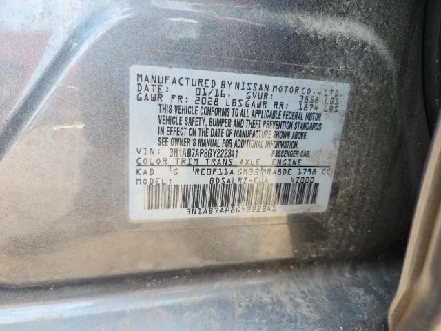 3N1AB7AP8GY222341 - 2016 NISSAN SENTRA S GRAY photo 12