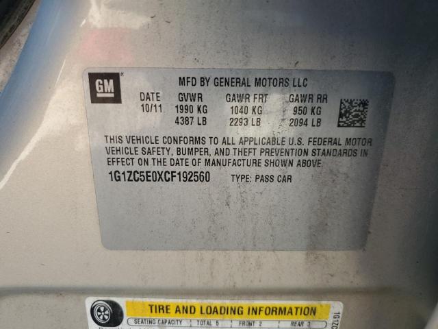 1G1ZC5E0XCF192560 - 2012 CHEVROLET MALIBU 1LT BEIGE photo 12