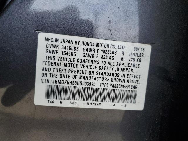 JHMGK5H58HS003975 - 2017 HONDA FIT LX رمادي صورة 12