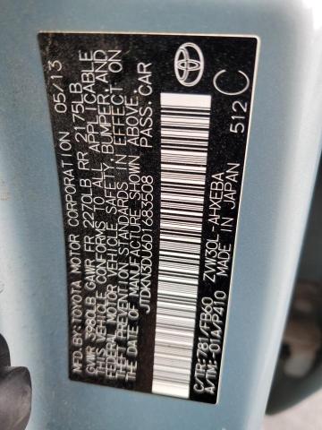 JTDKN3DU6D1683508 - 2013 TOYOTA PRIUS TEAL photo 12