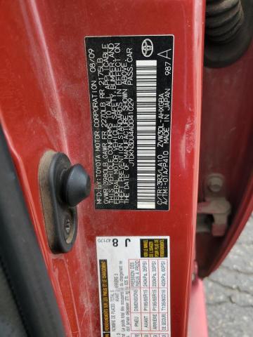 JTDKN3DU4A0041029 - 2010 TOYOTA PRIUS წითელი ფოტო 12