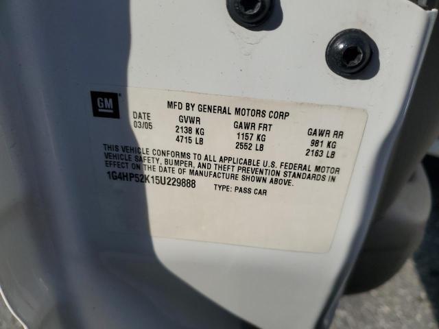 1G4HP52K15U229888 - 2005 BUICK LESABRE CUSTOM WHITE photo 12