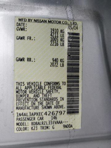 1N4AL3APXEC426797 - 2014 NISSAN ALTIMA 2.5 银色 照片 13