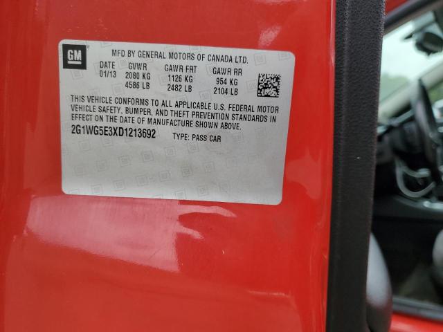 2G1WG5E3XD1213692 - 2013 CHEVROLET IMPALA LT 红色 照片 12