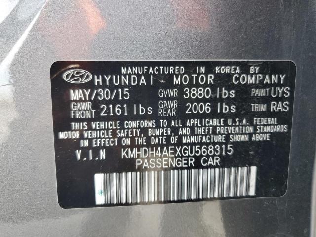 KMHDH4AEXGU568315 - 2016 HYUNDAI ELANTRA SE GRAY photo 13