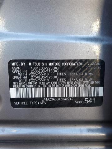 JA4AZ3A33KZ042742 - 2019 MITSUBISHI OUTLANDER SE ნაცრისფერი ფოტო 13