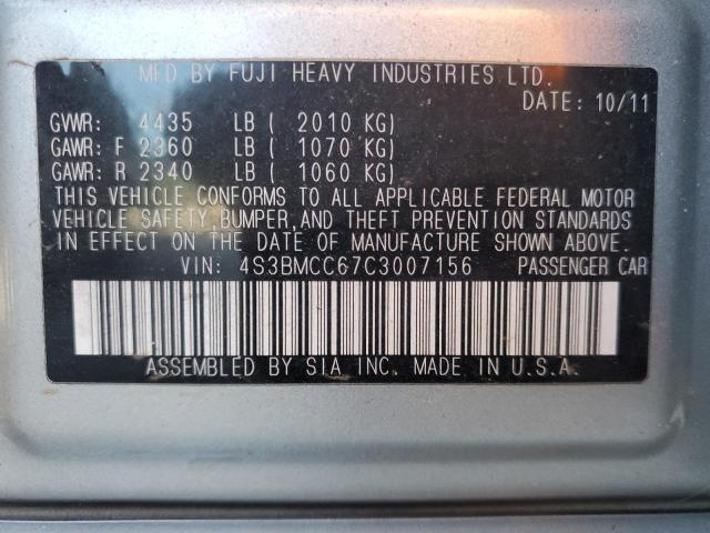 4S3BMCC67C3007156 - 2012 SUBARU LEGACY 2.5I PREMIUM SILVER photo 12