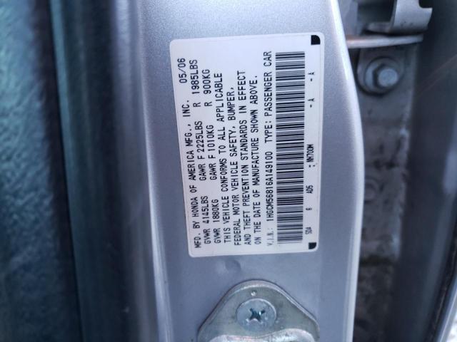 1HGCM56816A149100 - 2006 HONDA ACCORD EX SILVER photo 12