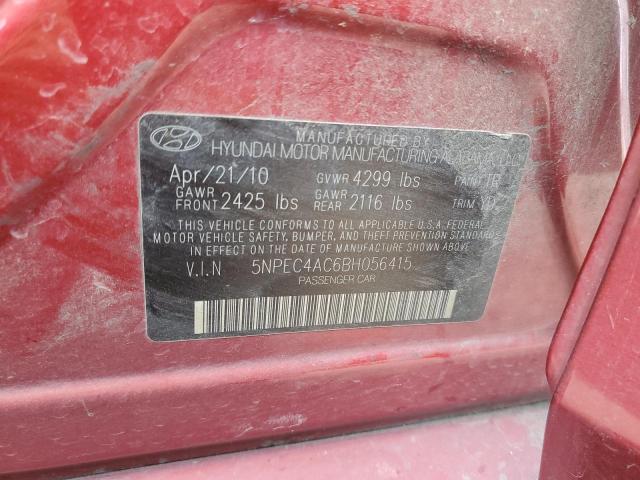 5NPEC4AC6BH056415 - 2011 HYUNDAI SONATA SE RED photo 12