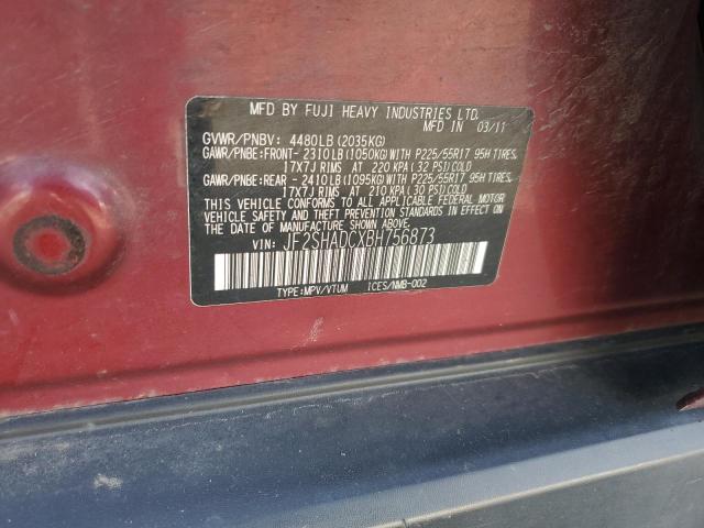 JF2SHADCXBH756873 - 2011 SUBARU FORESTER 2.5X PREMIUM RED photo 13