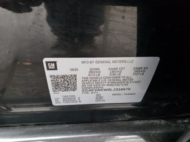 5GAEVAKW0LJ316979 - 2020 BUICK ENCLAVE ESSENCE 黑色 照片 12