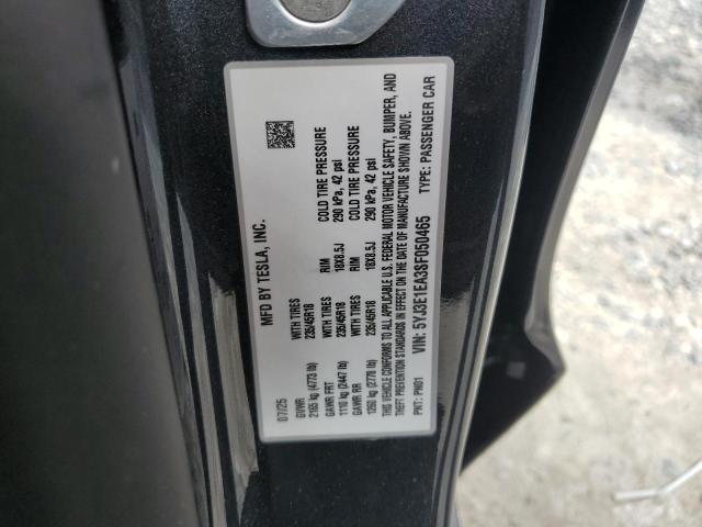 5YJ3E1EA3SF050465 - 2025 TESLA MODEL 3 ნაცრისფერი ფოტო 12