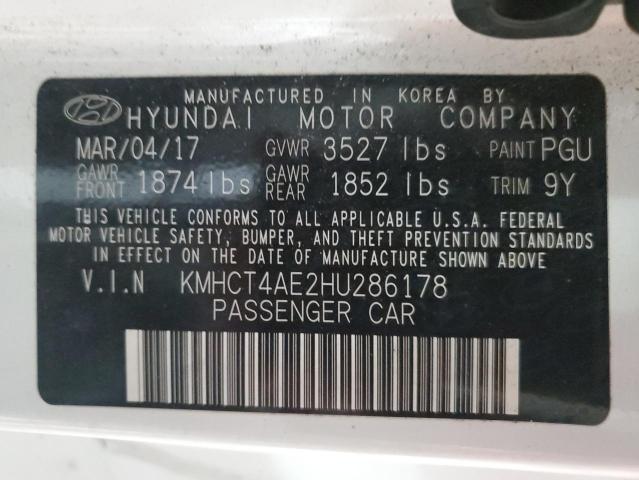 KMHCT4AE2HU286178 - 2017 HYUNDAI ACCENT SE თეთრი ფოტო 13
