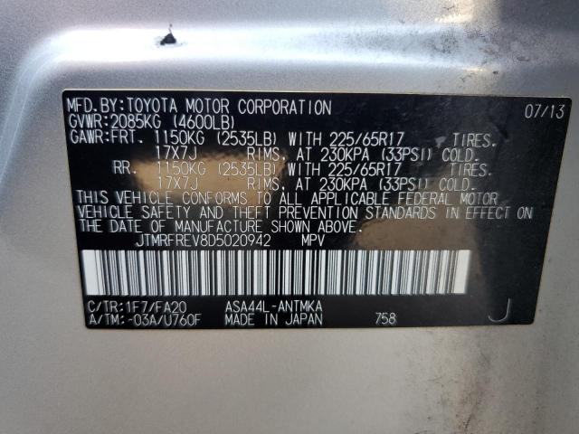 JTMRFREV8D5020942 - 2013 TOYOTA RAV4 XLE Gümüş foto 13