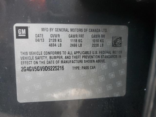 2G4GV5GV9D9225216 - 2013 BUICK REGAL GS CHARCOAL photo 13